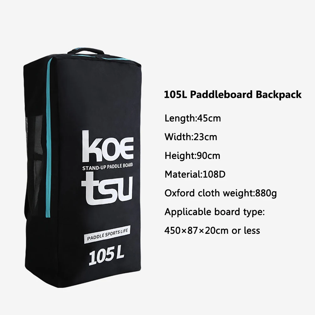 80L/105L Surfboard Backpack Oxford Portable Paddle Board Bag Carrier with Side Small Pocket Large Capacity Surfing Accessories