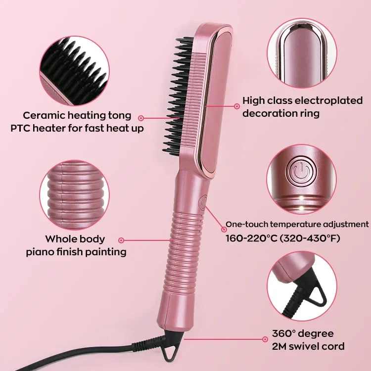 3-in-1 LCD Digital Curling Iron with Hot Air Brush, Straightening Comb, and Egg Roll Perm Function