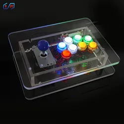 Zero Delay Encoder Arcade Stick Transparent DIY Case Rocker Frame Acryli Console LED Button Joystick USB to PC /Raspberry Pi 4