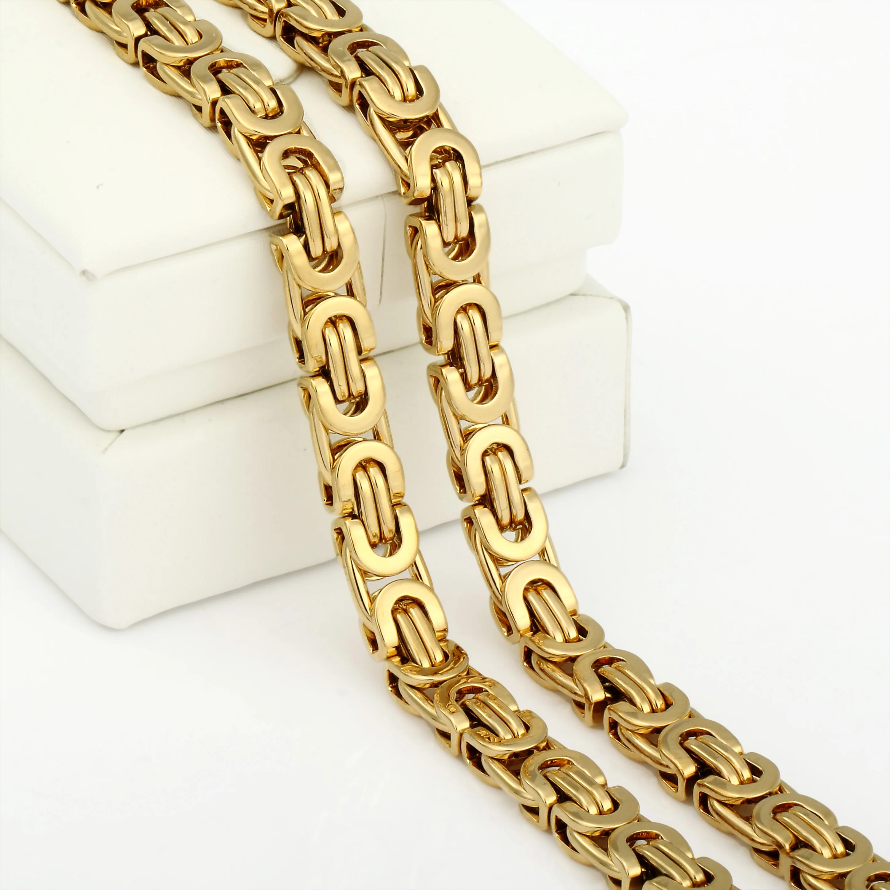 Men's 3.0mm Byzantine Chain Necklace in Solid 14K Gold - 22