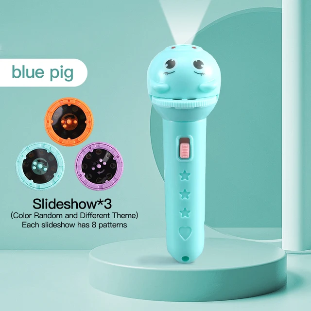 Flashlight Projector Torch Lamp Toy Cute Cartoon Creativity Toy Torch Lamp Flashlight Projector Toy  Baby Sleeping Story Book no battery BluePig3