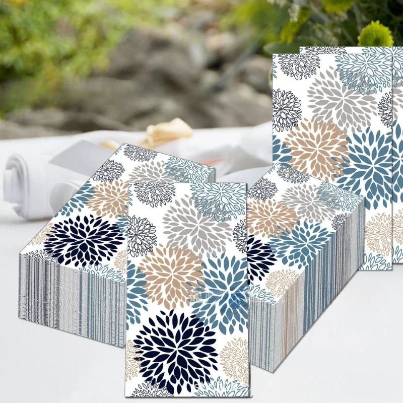 20pcs/Pac 33*40cm 2-Ply Blue Flower Baby Wedding Birthday Long Tissue Paper Party Decoration Paper Colored Placemats