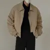 Men Jacket Lapel Collar Men Trench Coat All-match Men Jacket Solid Color Long Sleeves Casual Short Bomber Jacket Outwear 4
