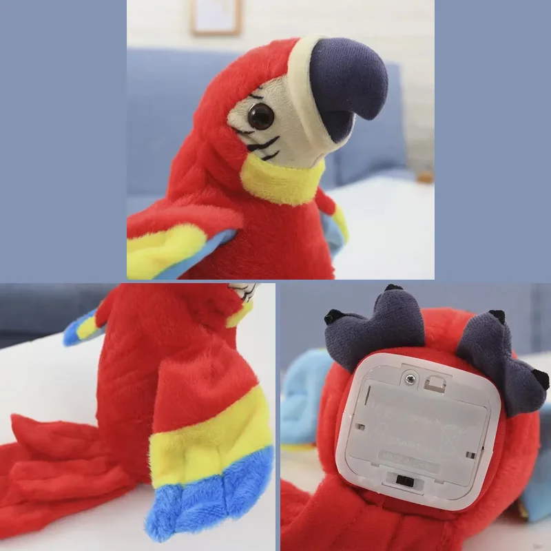 Talking Macaw Parrot Repeat What You Say Stuffed Animal Plush Toy Electronic Record Animated Bird Speaking Parrot Pet Plush Toys