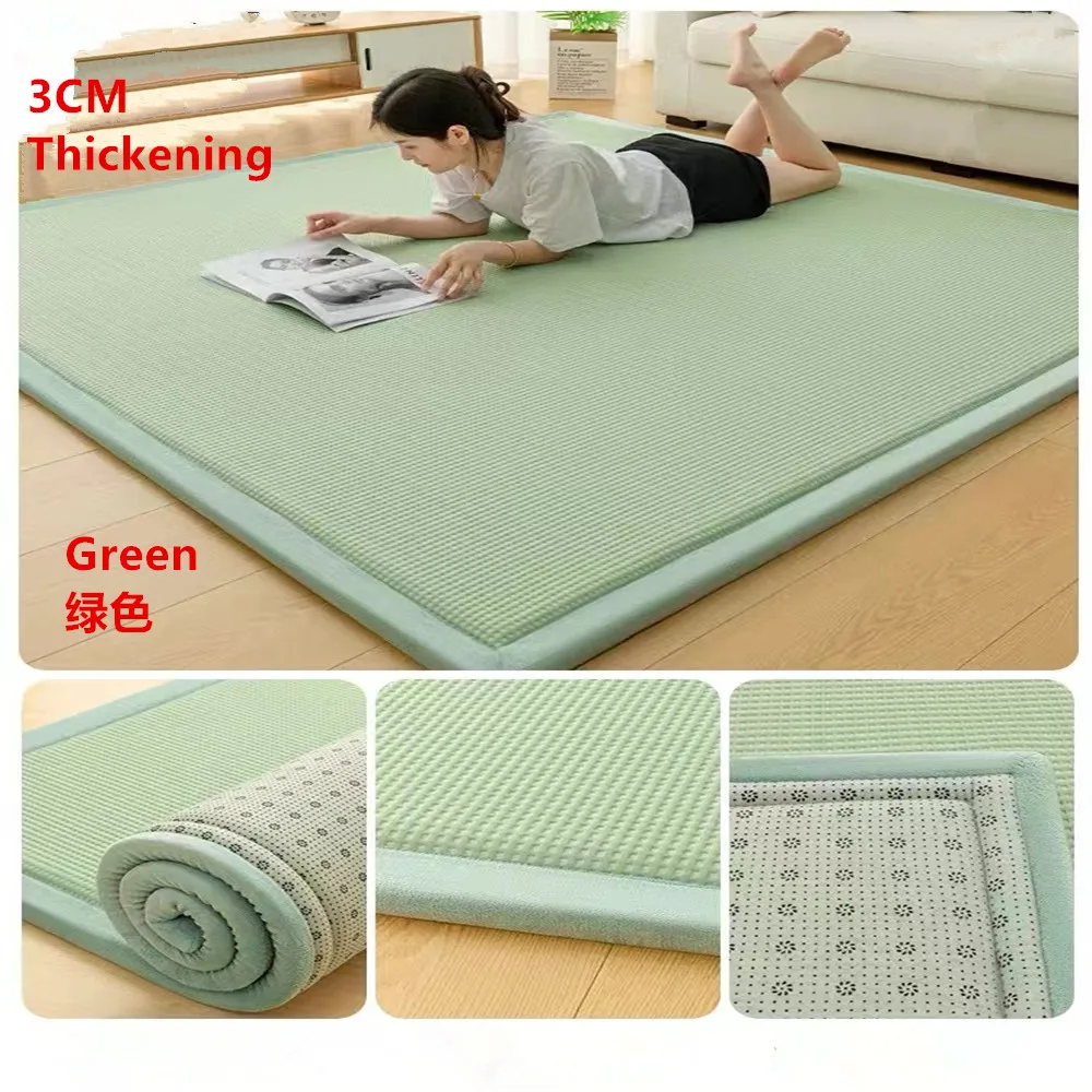 thumbnail image 1 of Alfombras de ratán dobladas de verano para sala de estar, dormitorio, alfombras de esponja suave y fresca, decoración moderna para el hogar, tapete tatami japonés, 1 of 5