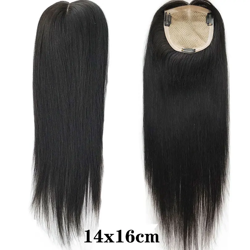 4 Sizes Silk Base Virgin Human Hair Women Toppers 3 Clips Natural Scalp Top Base Black Brown Color For White Women 5
