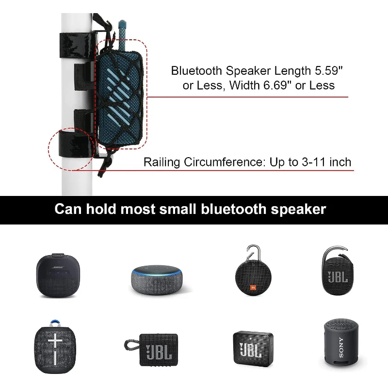 Suporte de Metal Portátil para Bicicleta Carrinho de Golfe Trilhos de Barco Alça Ajustável Suporte de Alto-falante com Bolsa Líquido Jbl go Speaker - Image 2