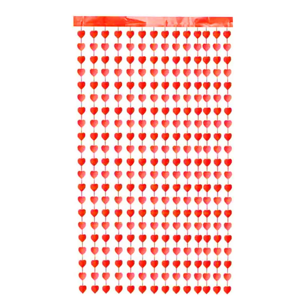 Tende Con Frange A Forma Di Cuore Rosso, 2 Pezzi Da 100x200 Cm, Per Sfondo San Valentino E Matrimoni