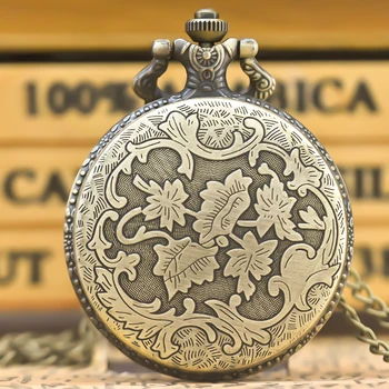 Vintage Car Carved Necklace Quartz Pocket Watch 2