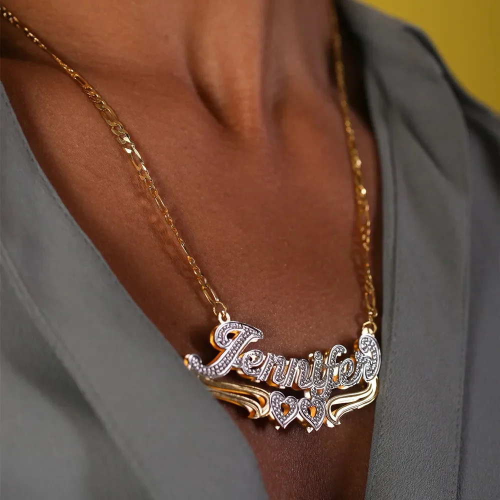 Customized Double Layer Corrosion Necklace Personalized Name Pendant Necklace Women's Jewelry Gifts