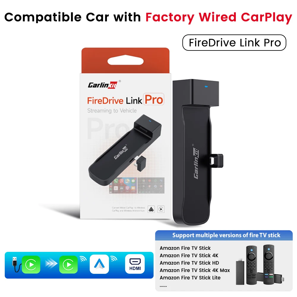 New CarlinKit FireDrive Link Pro 3-in-1 Wireless CarPlay Android