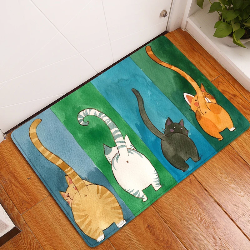 

1pcs Cute Cat Animals Pattern Anti-Slip Carpet for Living Room Decoration Rugs for Kids Bedroom Doormat for Entrance Door Home