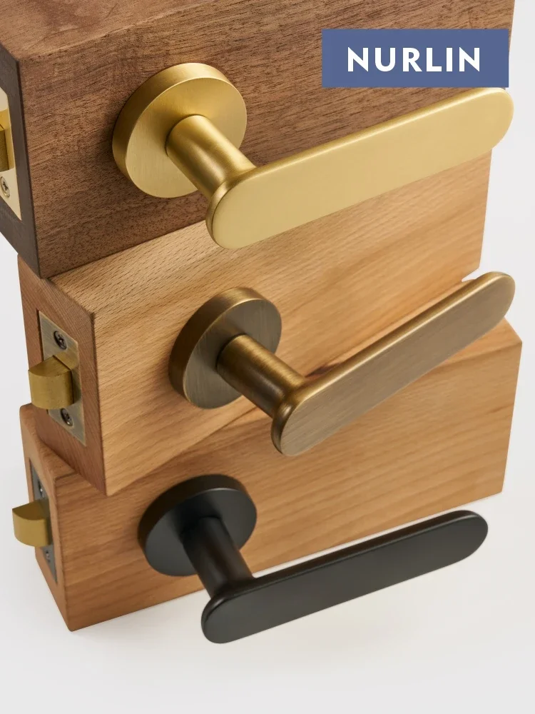 Nurlin Brass Flat Antique Bronze Matte Gold Black Interior Door Lever Handle Passage Privacy Bathroom Lock Comfortable Touch