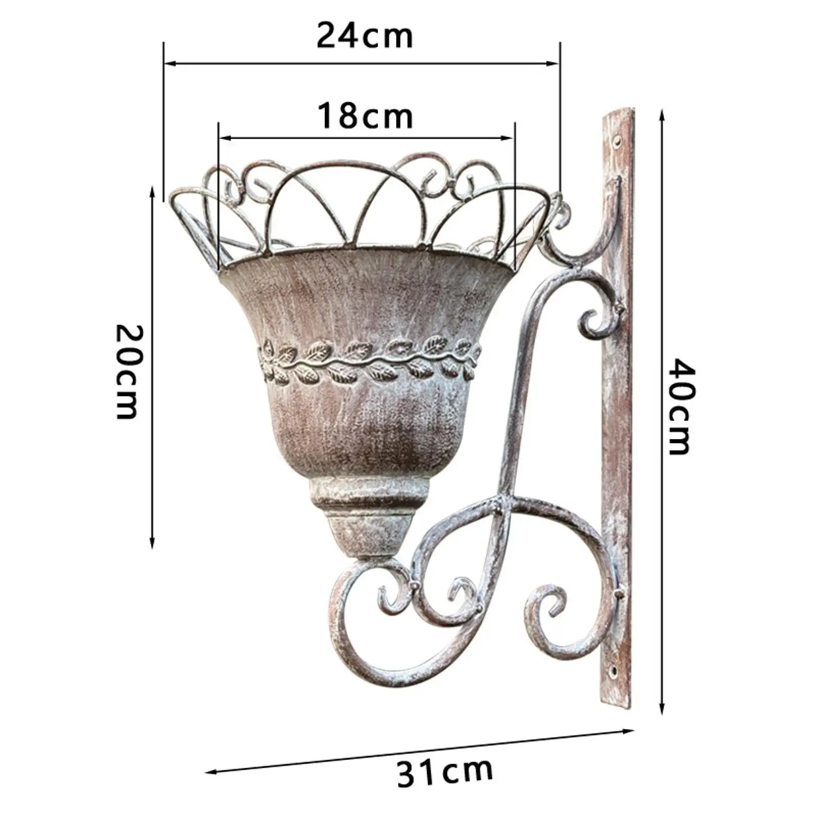 Vintage Wall-Mounted Iron Flower Pot Planter 6