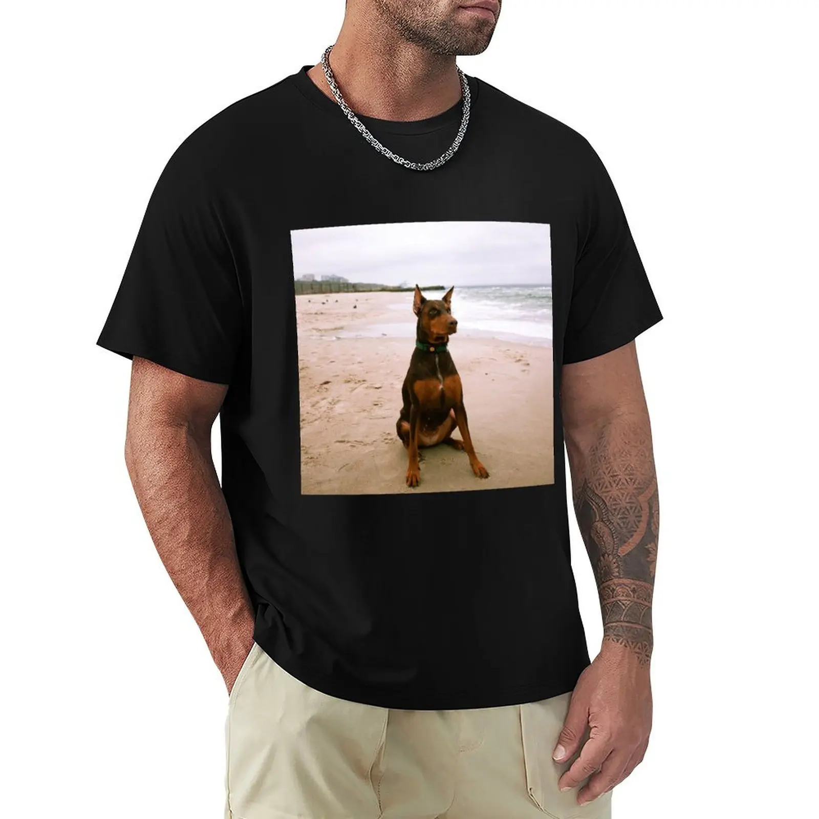 

Beach Doberman T-Shirt blanks summer top sports fans boys whites funny t shirts for men