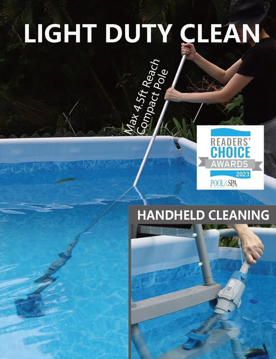 Rechargeable Spa Hot Tub Vacuum Cleaner Set Safety for Warm Cold Water Cleaner for Inflatable Spas Hot Tubs and Small Pools