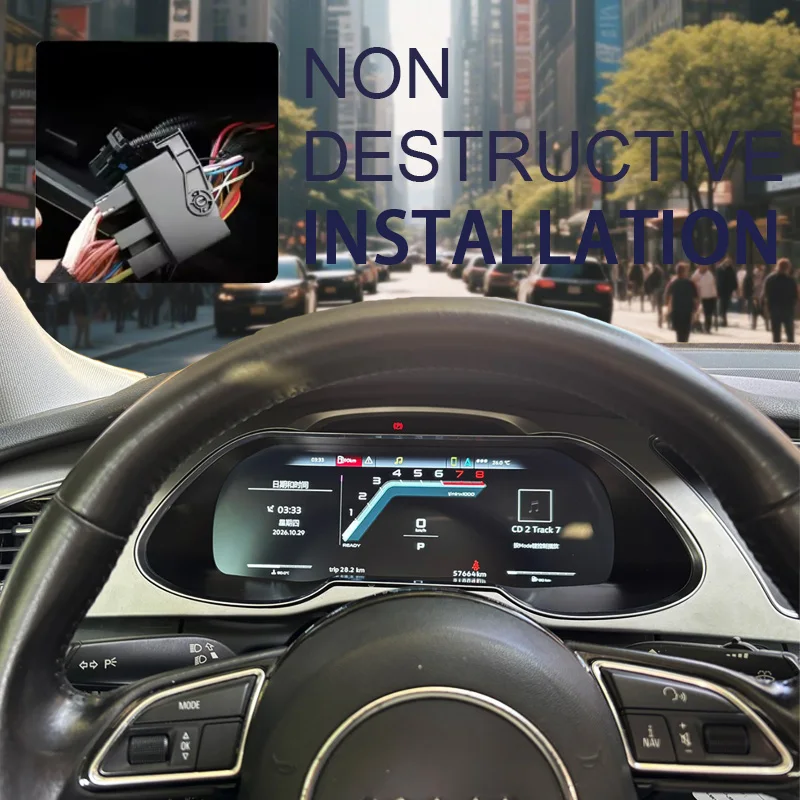 아우디 A4 2013-2016용 디지털 계기판 iOS CarPlay 안드로이드 오토 속도계, 대시보드, 게이지, 12.3HD 가상 조종석 LCD