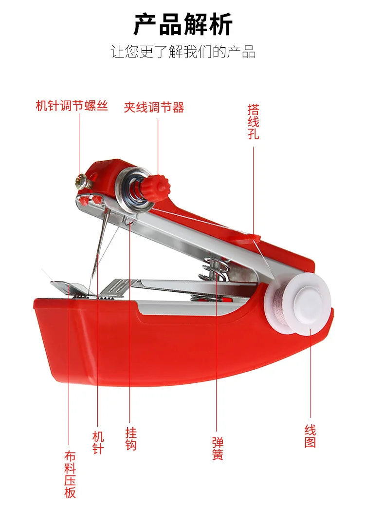 Description Picture 3 of itemset Portable Household Mini Sewing Machine Color Sewing Thread Manual Sewing Machine Special Needle Set Sewing Supplies ZXH