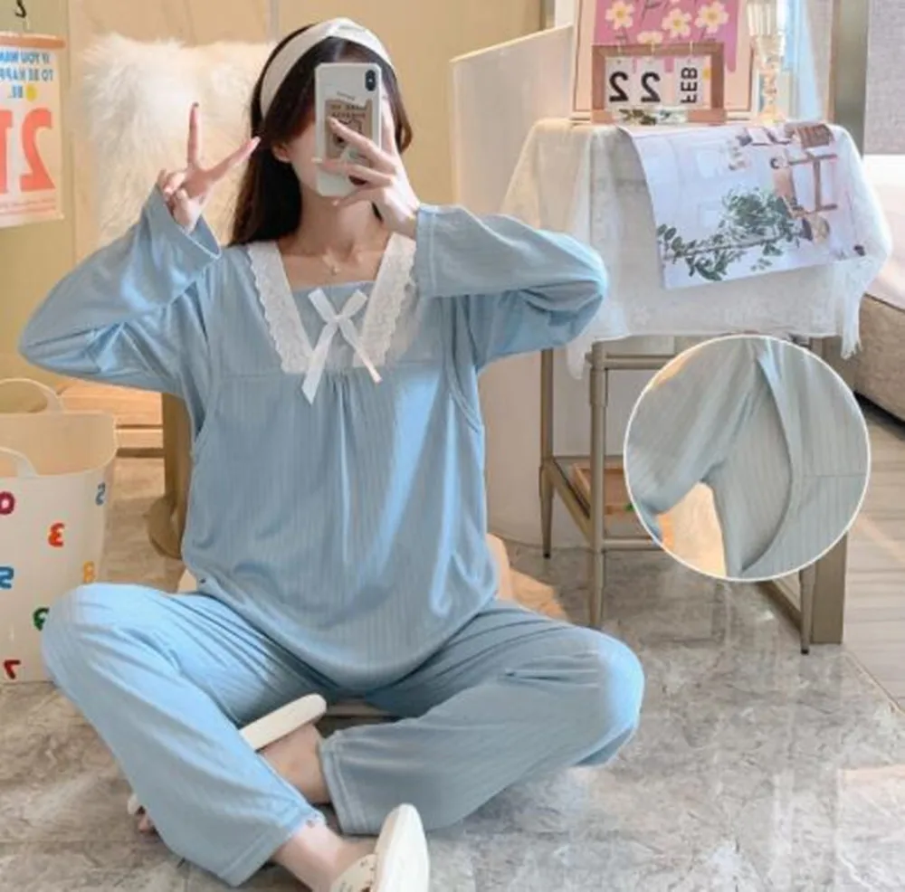Maternity Nursing Pajamas for Women Breastfeeding Pregnant Women Nursing Pjs Set Top Pants Sleepwear Pregnancy Nightgown Clothes