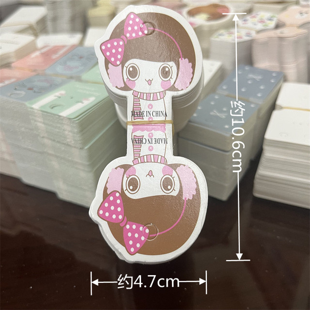 Kraft Paper Packing Tag Cards for Handmade Hair Jewelry Display Cute Bear Cat Face Stamp Paper Hairband Hanging Price Tag