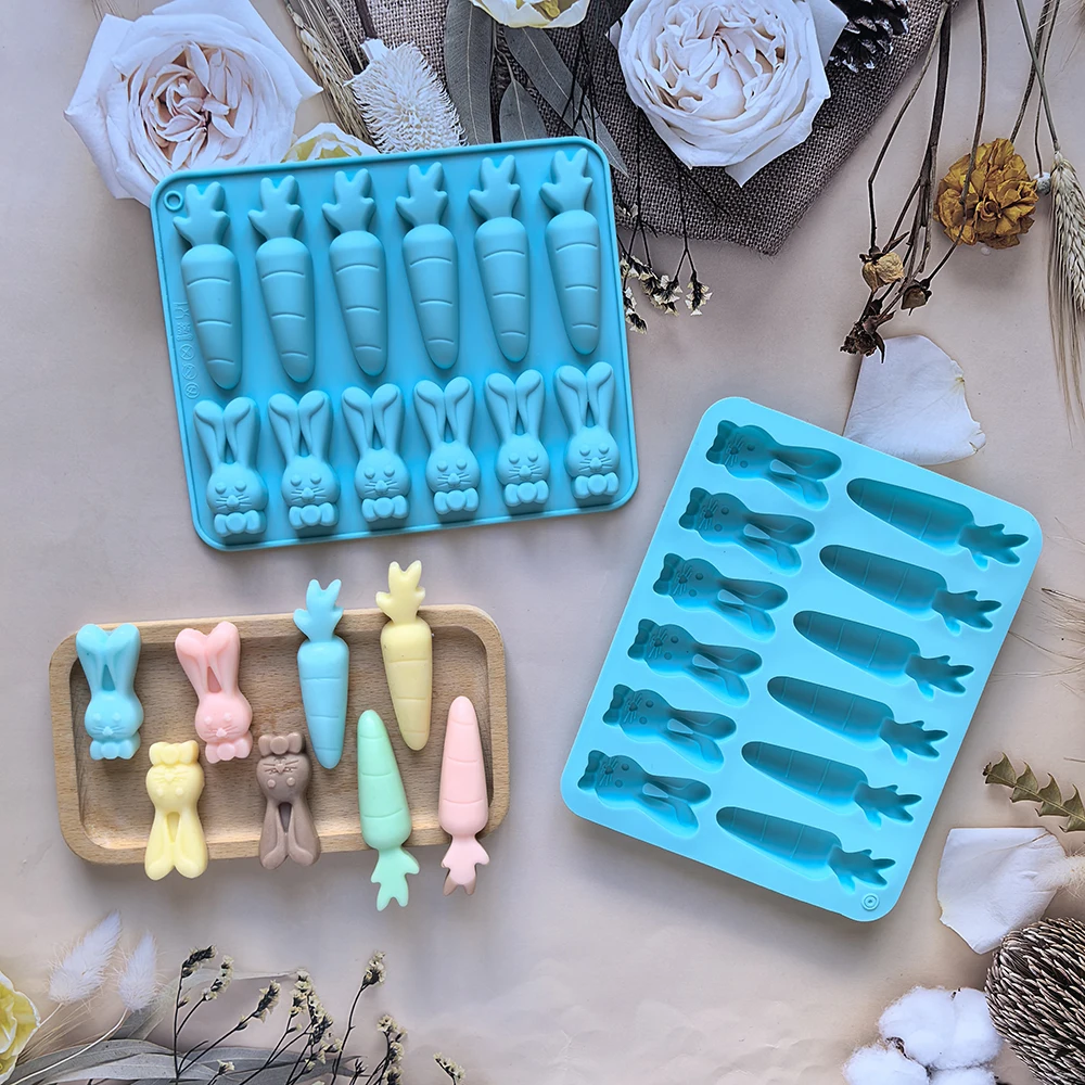 1pc Creative 12-Hole Radish and Rabbit Shaped Silicone Mold for 3D Chocolate, Pudding, ... - SKU RSSM1657 - UGI Packaging