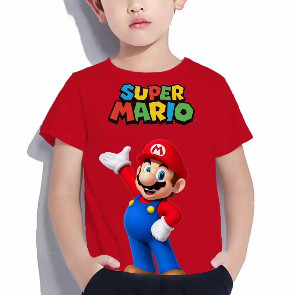 

Super Mario 3D World T Shirts Kids Girls and Boys T-shirt Cartoon Tee Summer Short Sleeved Kids Role Playing Mario Bros T-shirts