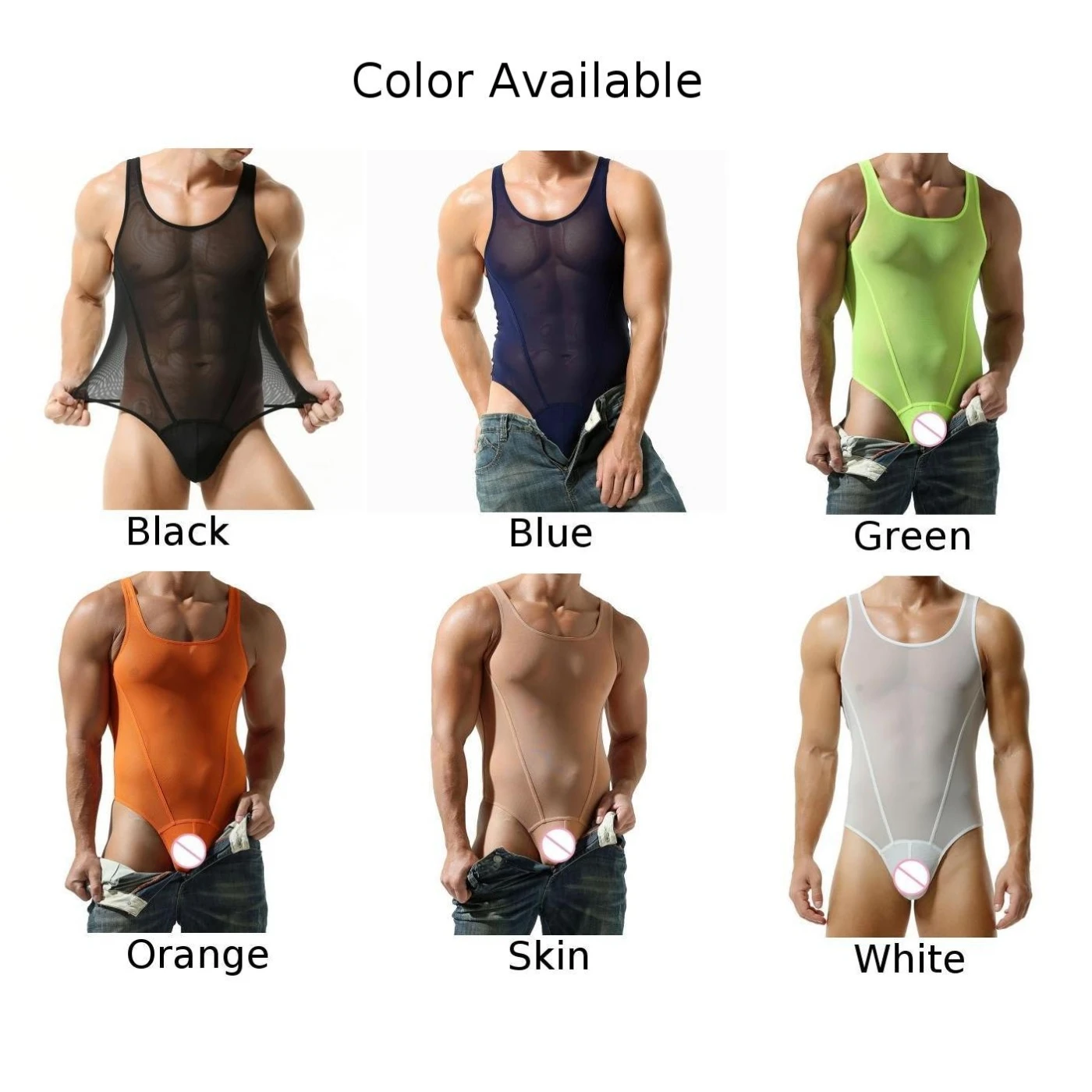 Mens Vest Wrestling Suit Bottoms Fitness Swimming Mesh Jumpsuit Tight SeeThrough Mens Undershirts Leotard Wrestling Singlets