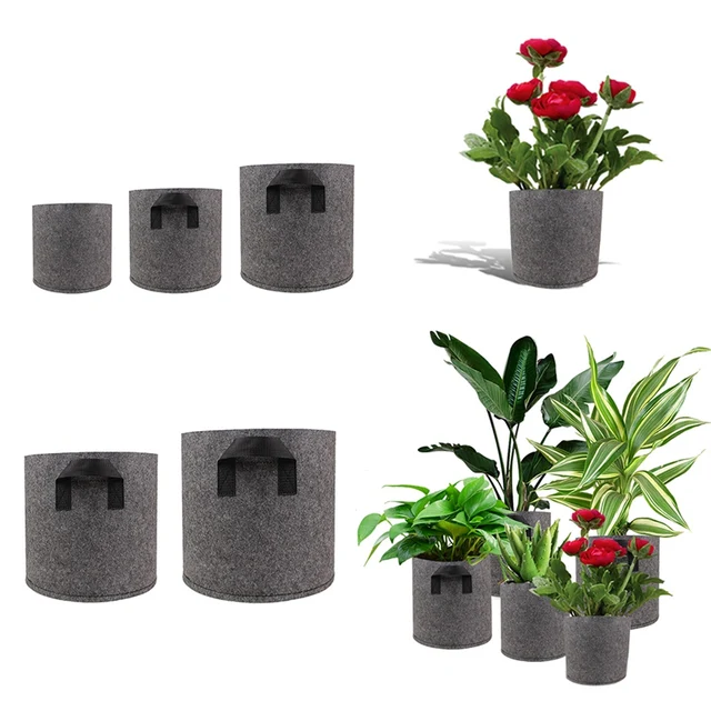 Növénytermesztésű Táskák Érezhető Zöldség Edények Kerti Burgonya Ültető Táska Fogantyúval Megvastagodott Bonsai Virágcserepek 1/3/5/7/10 Gallon - Image 2