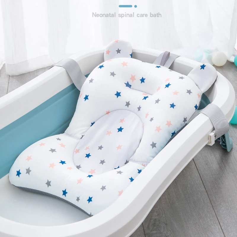 Baby Bath Seat Support Mat Foldable Baby Bath Tub Pad & Chair Newborn Bathtub Pillow Infant Anti-Slip Soft Comfort Body Cushion 4