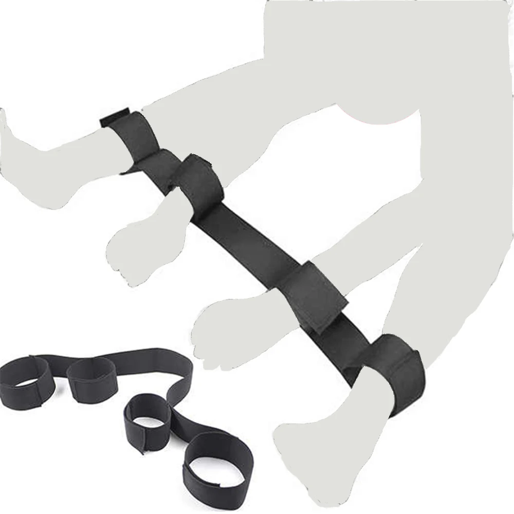 Adult SM Sex Restraint Handcuffs Slave Tools Bdsm​ No Vibrators Sexy Wrist To Ankle Cuffs Open Leg Hand Toys Bondage For Couple