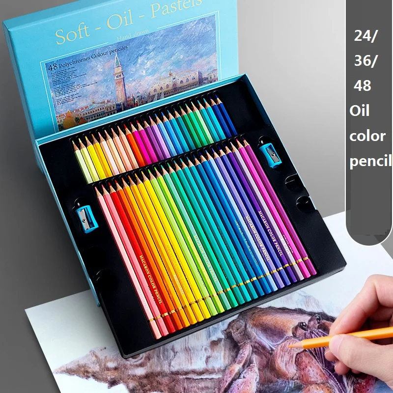 Set Di 24 Matite Colorate Pastello E Acquerellabili, Con Temperamatite E Astuccio, Ideali Per Scuola, Artisti E Adulti, Colori Macaron