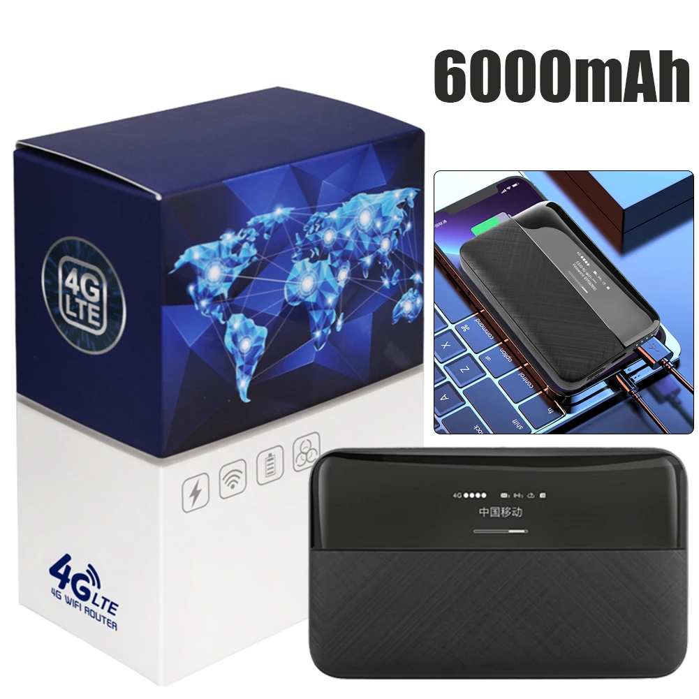 150Mbps 4G Lte Router Wireless Wifi Modem Portatile Hotspot Mobile Modem Sbloccato Wireless Con Ripetitore Slot Per Sim Card 6000Mah