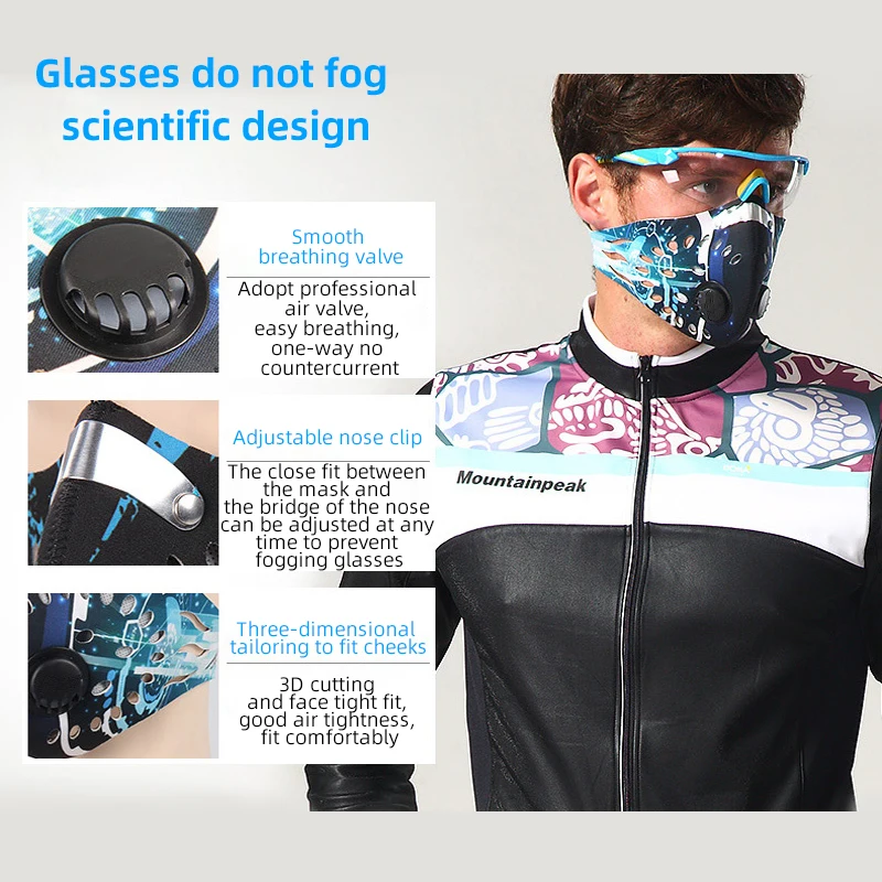 Bicycle Mask Anti-Dust MTB Bike Mouth Cover Protection Half Mask for FaceAir Breathing Valve for Road Bike Outdoor S