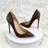 Suede leather pumps 2023 Autumn New thin heels and pointed professional single shoes shallow mouth office shoes - Image 2