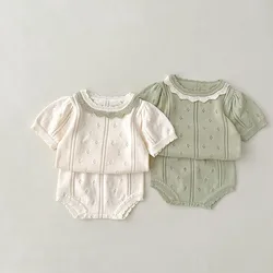 Summer hot sale Baby Clothing Set Toddler Hollow Out Knit Tee and Shorts 2 Pcs Infant Girls Suit