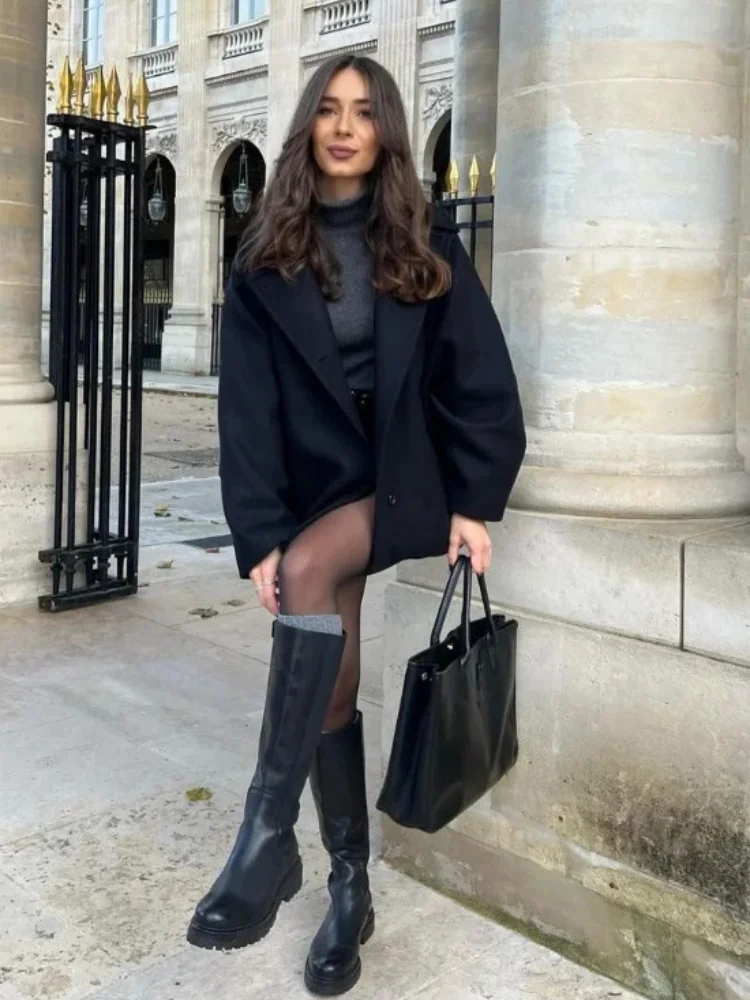 Black Wool Blend Coat 4