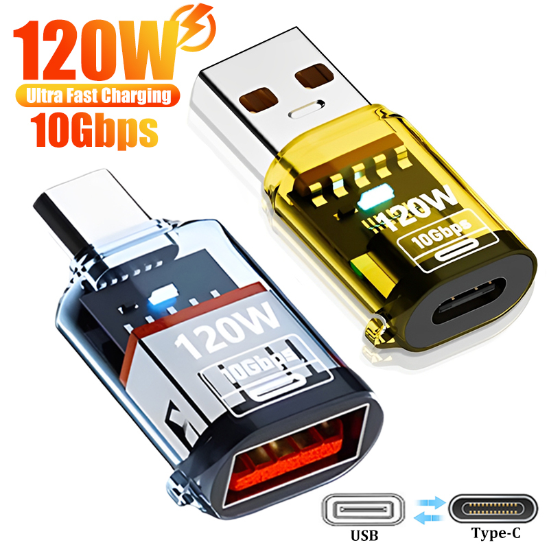 120W USB C OTG Adapter USB To Type C Data Transfer Charging Adapter 10Gbps USB Female To Type C Male Connector for IPhone 16 15