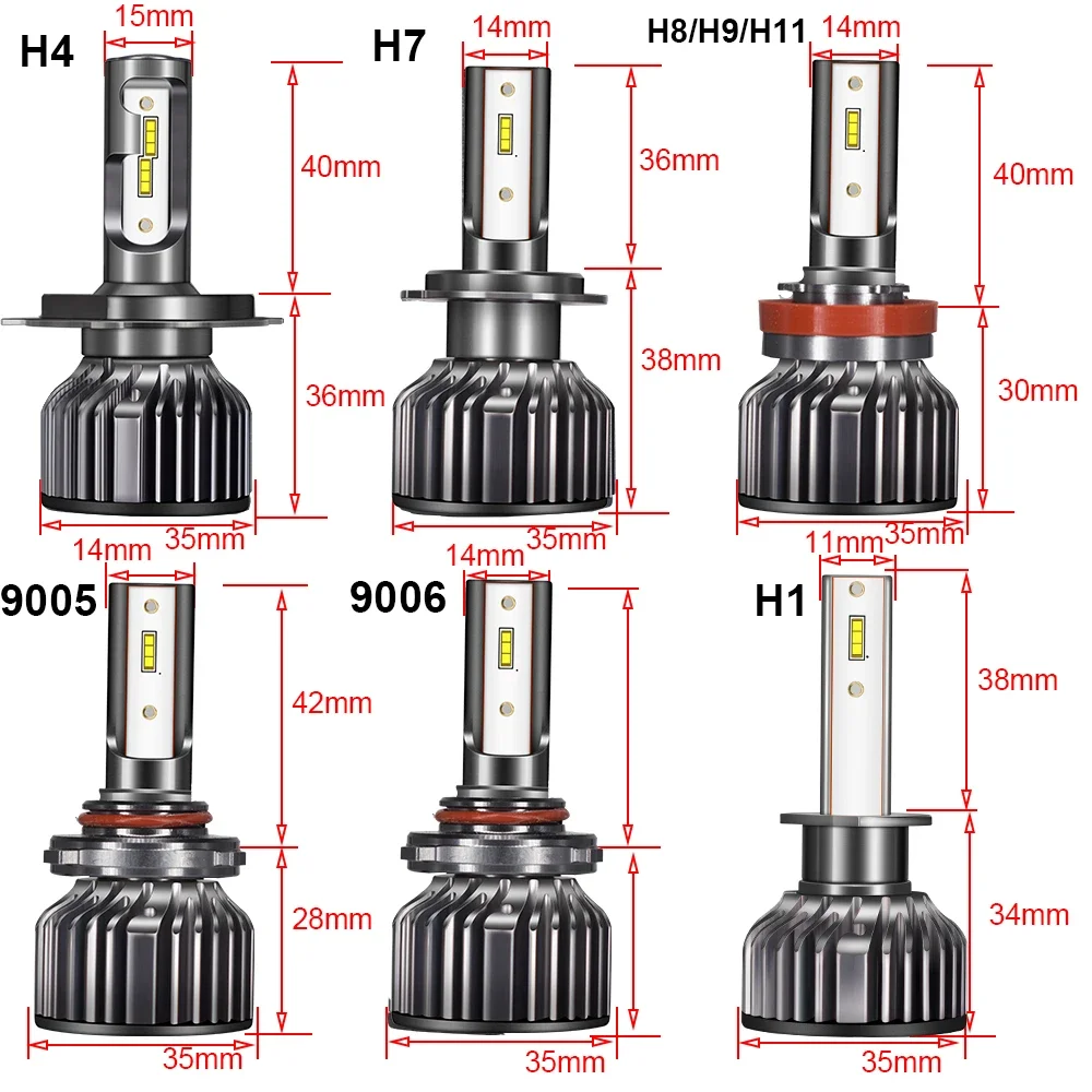 YHKOMS Canbus Car Lights H7 H11 LED Lamp Car Headlight Bulbs H4 H1 H8 H9 9005 9006 HB3 HB4 Turbo LED Bulbs 12V Auto Light