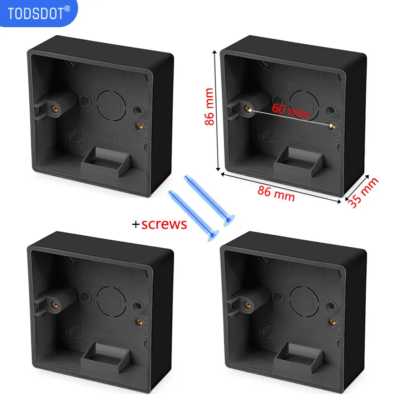 Black 35 mm Switch Box On Wall Install Socket Box Type 86 Premium Mount PVC Flame Retardant UL 94 V-0