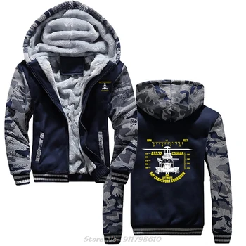 Cappotti streetwear per il trasporto aereo Felpa con cappuccio Squadrone AS532 Cougar 3RD Luftwaffe Stampa invernale Felpa con cappuccio giacca moda felpe con zip 1