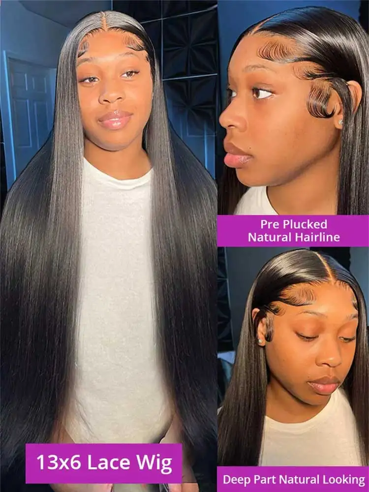 250 Density 13x6 HD Bone Straight Lace Front Wigs Human Hair Brazilian 40 42 Inch Glueless Lace Frontal Human Hair Wigs For Wome 2