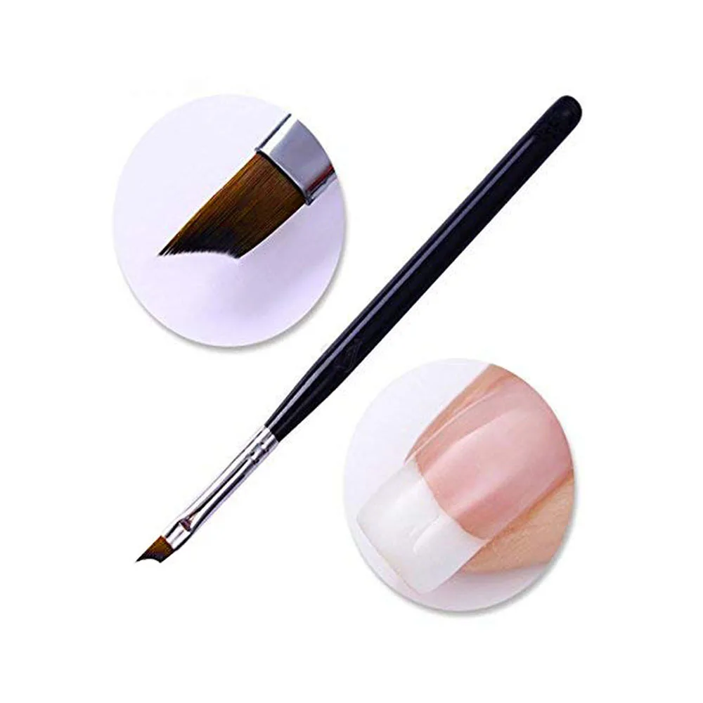 French Tip Nail Brush Half Moon Shape UV Gel Nail Acrylic Painting Drawing Pen Smile Line Silver Black Handle Manicure DIY Tools 2