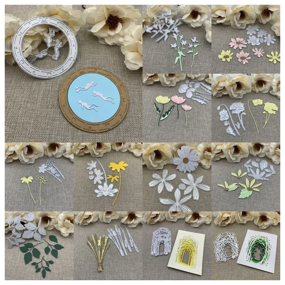 Blume Blatt Rahmen Serie Metall Stanzformen für DIY Scrapbooking dekorative Prägung Handwerk Stanzschablone Form
