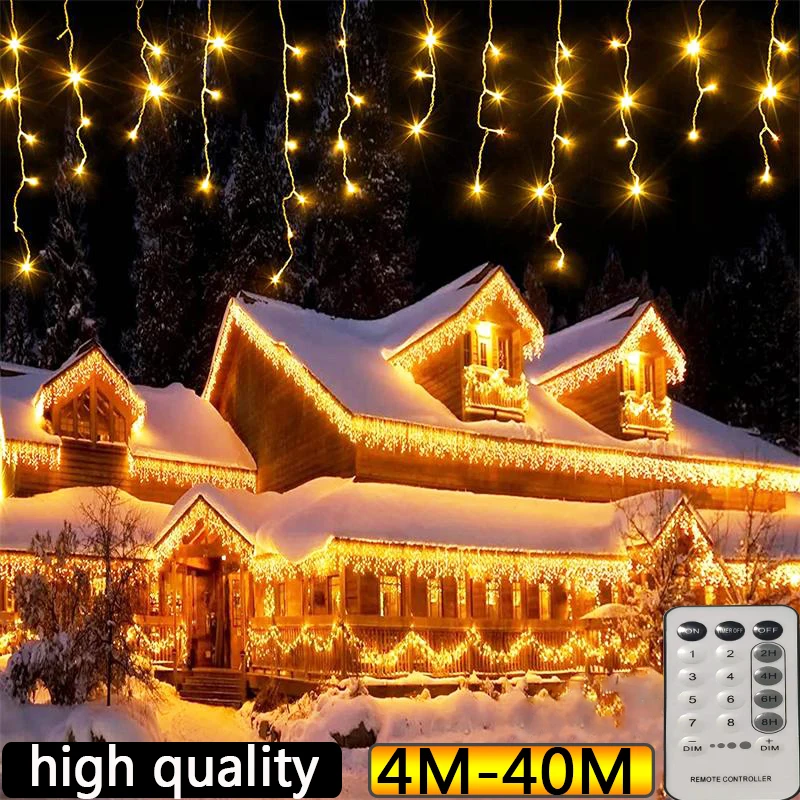 Christmas lights Curtain String Light Waterfall Outdoor Decoration 4M 20M Fairy Led Lights for Garden Wedding Party Holiday |