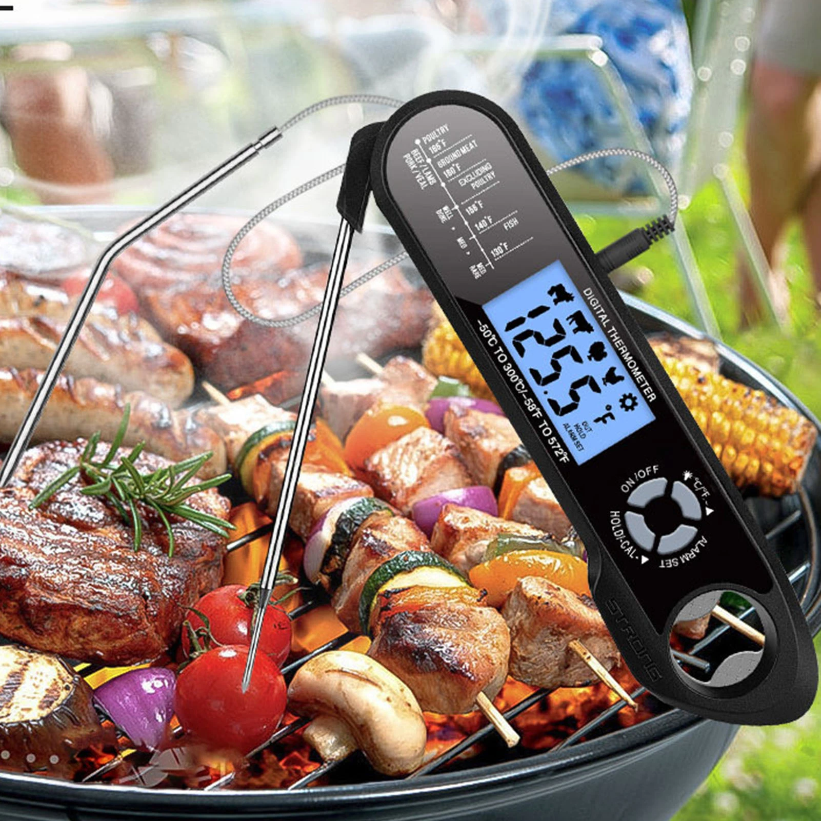 Long Probe Digital Display Food Thermometer 5pieces, Black (税込)