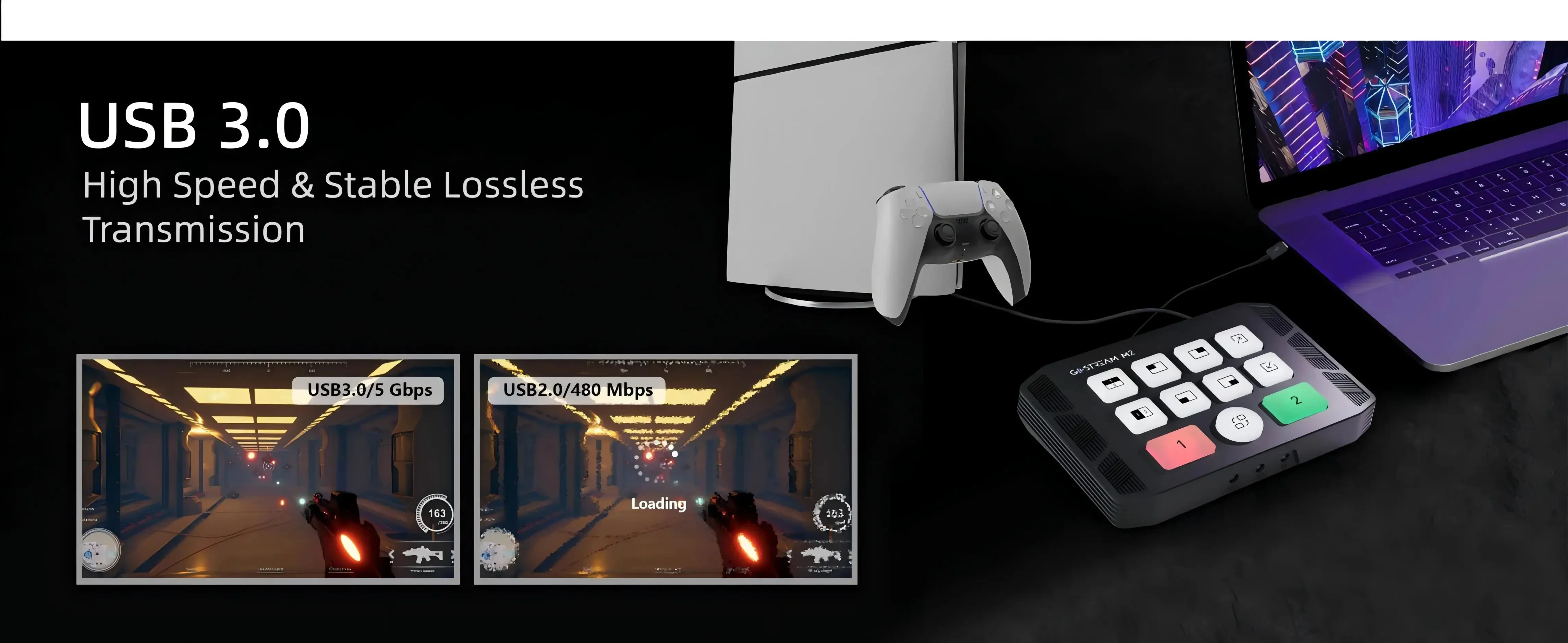 OSEE Gostream M2 2 Channel Dual Bit 4K Dual Screen 3.5mm Audio Input USB 3.0 HDM
