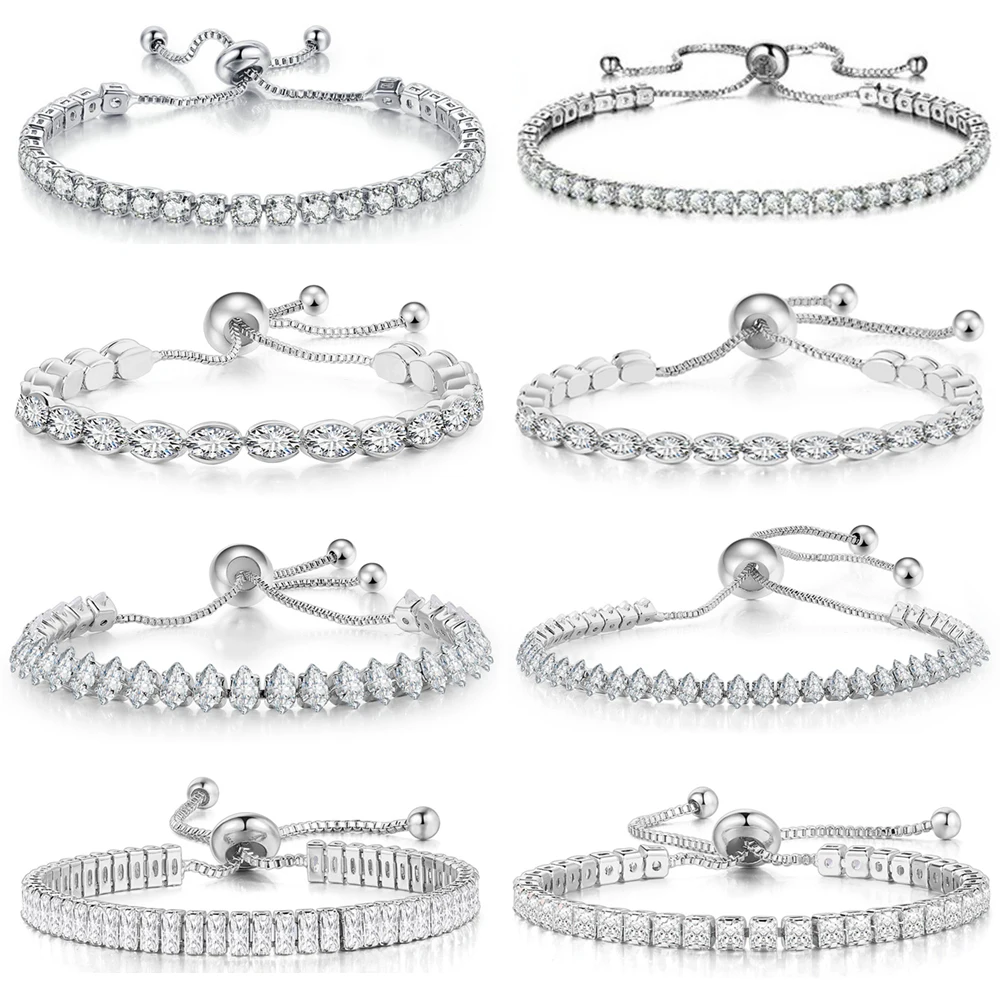 Fashionable Zircon Tennis Bracelets for Women Dazzling Various Shape Crystal Chain on Hand Trend Sexy Party Accessories Jewelry