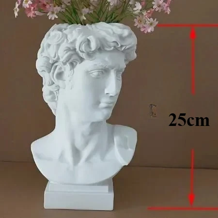 Fioriera A Busto In Cemento Grigio – Testa Di Donna Greca Con Ghirlanda Floreale, 25,4 Cm, Per Interni Ed Esterni