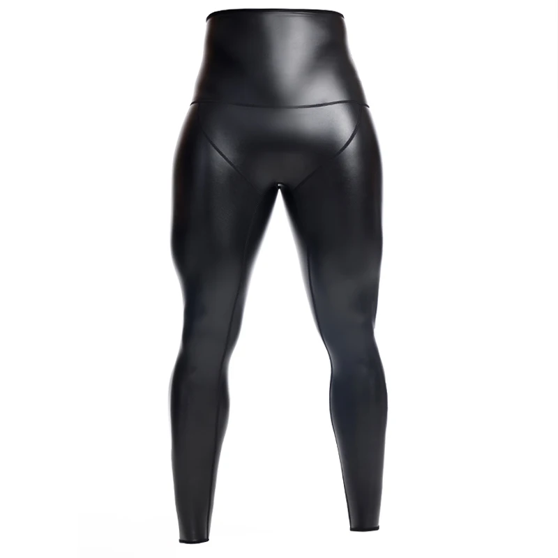 Body Shaper Waist Trainer Mens Black High Waist Leather Pants Body Shaper Waist Trainer Shapers Control Panties Compression Underwear Fitness Shaper Pants