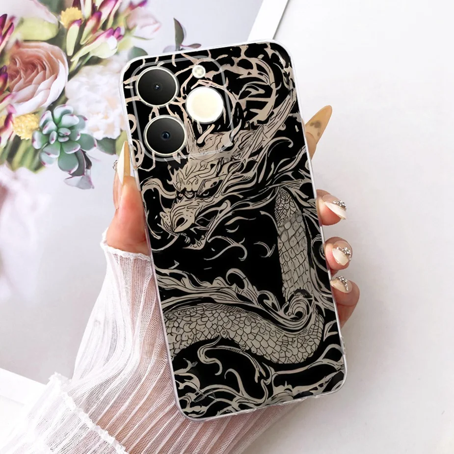 Luxury Lotus Painted Soft Silicone Case - Elegant Protective Cover